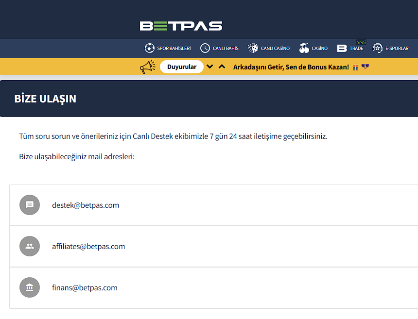Betpas Yardım Hattı