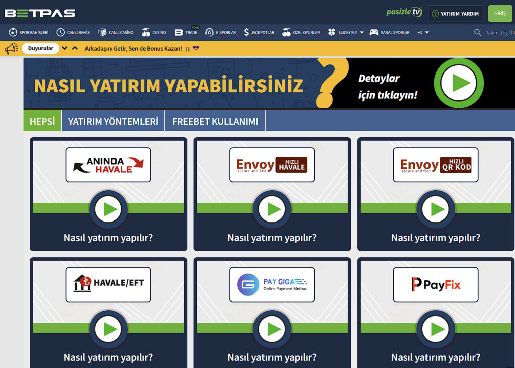Betpas Para Yatırma Seçenekleri